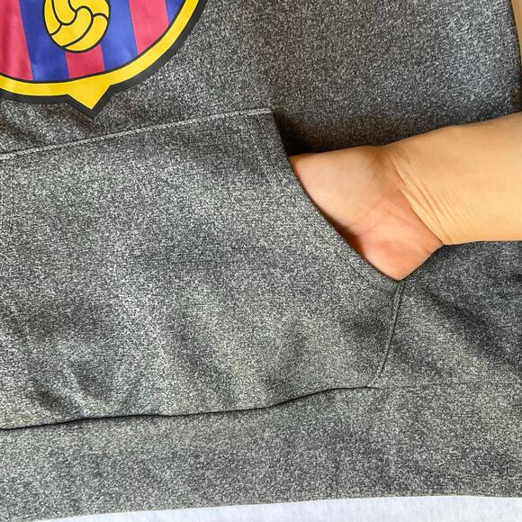 FCB Kid’s Sweatshirt size M Long Sleeve Hoodie Fleece Fan Club Barcelona Gray - Picture 5 of 9